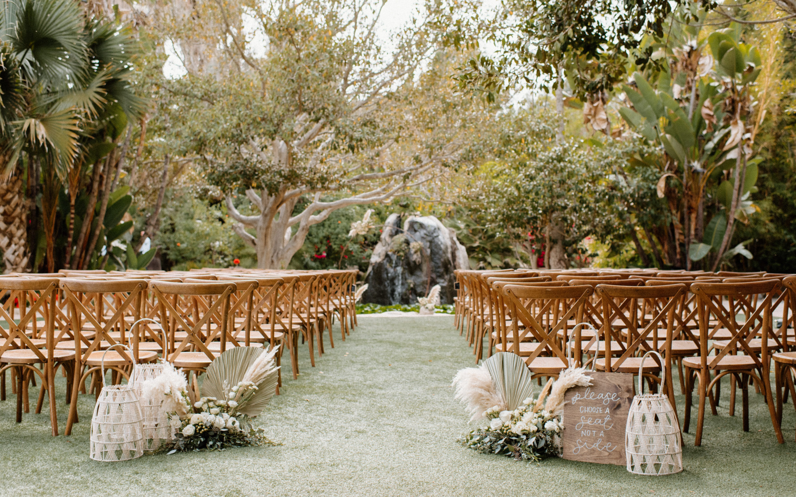 The ceremony site all set up beautifully at the Botanica Oceanside wedding venue