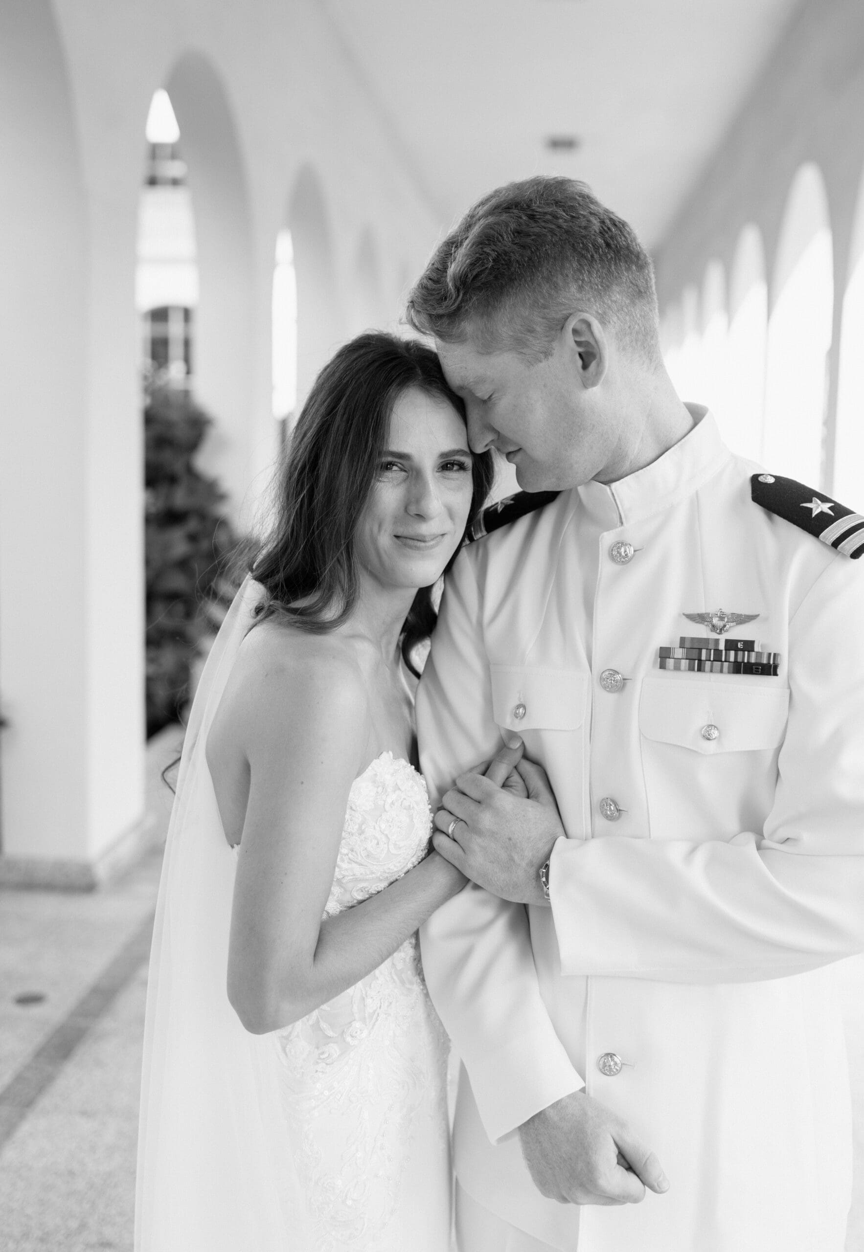The bride and groom during portraits